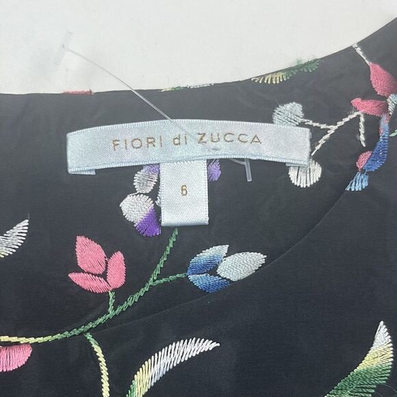 Fiori di Zucca Silk Embroidered ditzy Floral Shift Dress size 6 Feminie - Picture 4 of 11